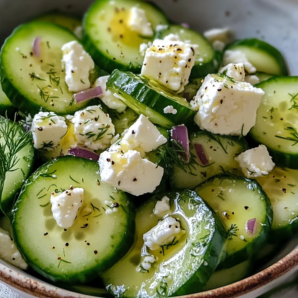 Fresh Cucumber Feta Salad with Herbs and Lemon