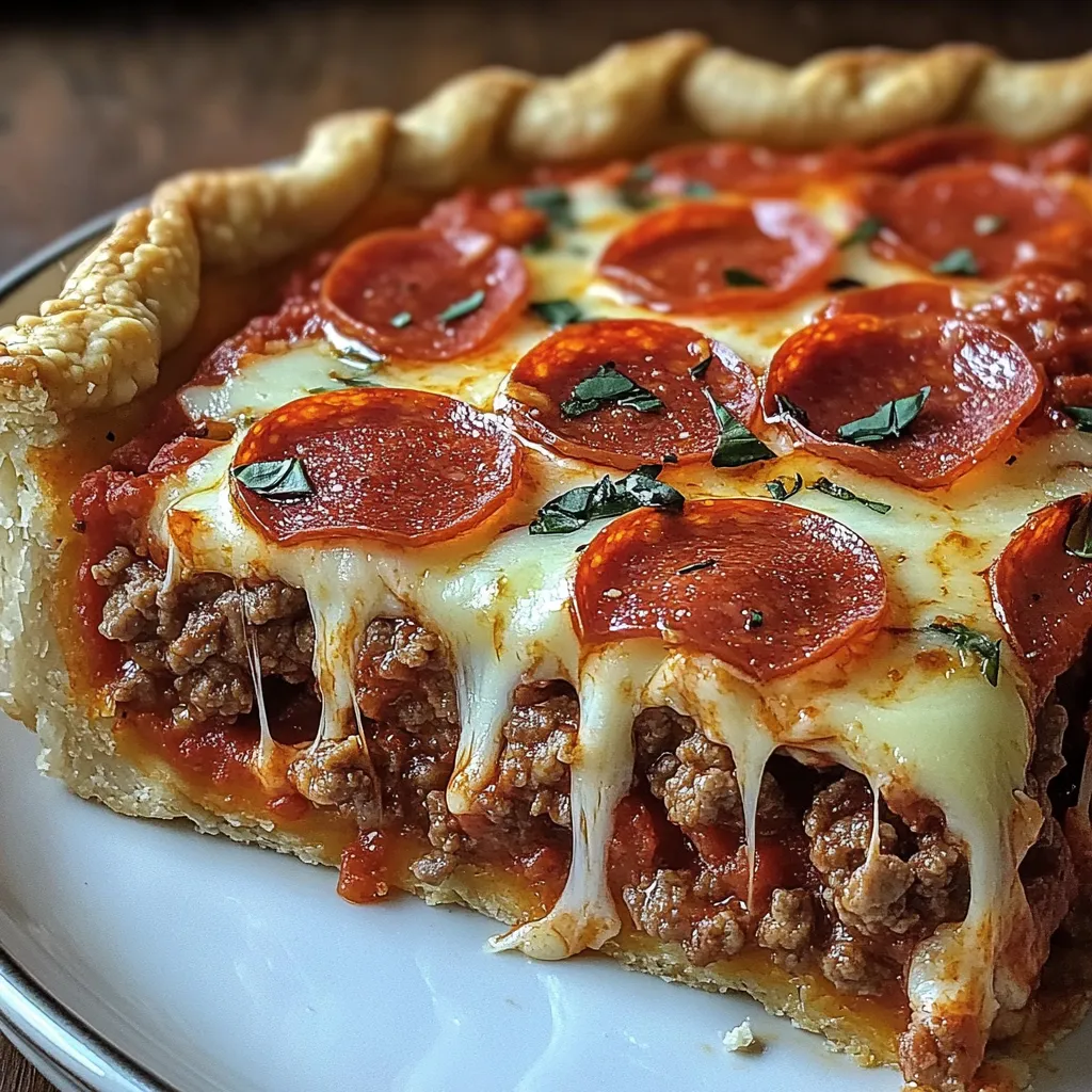 Deep Dish Hamburger Pie with Sausage & Pepperoni