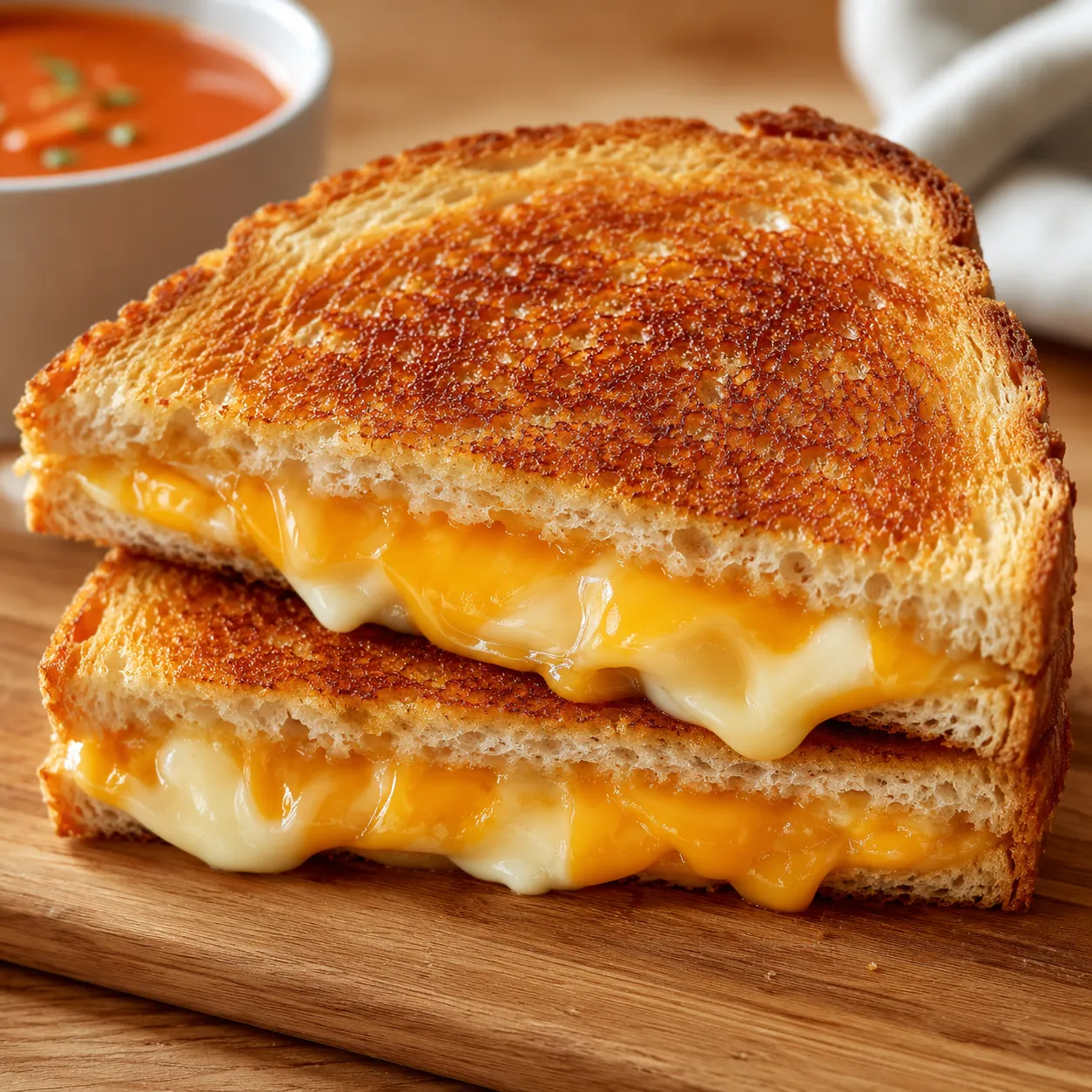 Air fryer grilled cheese with golden bread and melted cheese