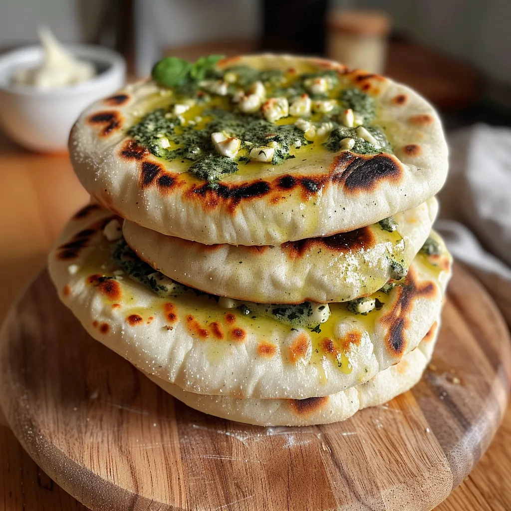 Delicious Feta Spring Flatbreads with Spinach and Mint