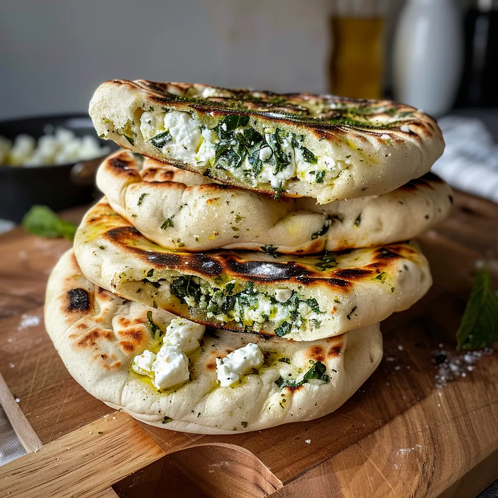 Delicious Feta Spring Flatbreads with Spinach and Mint
