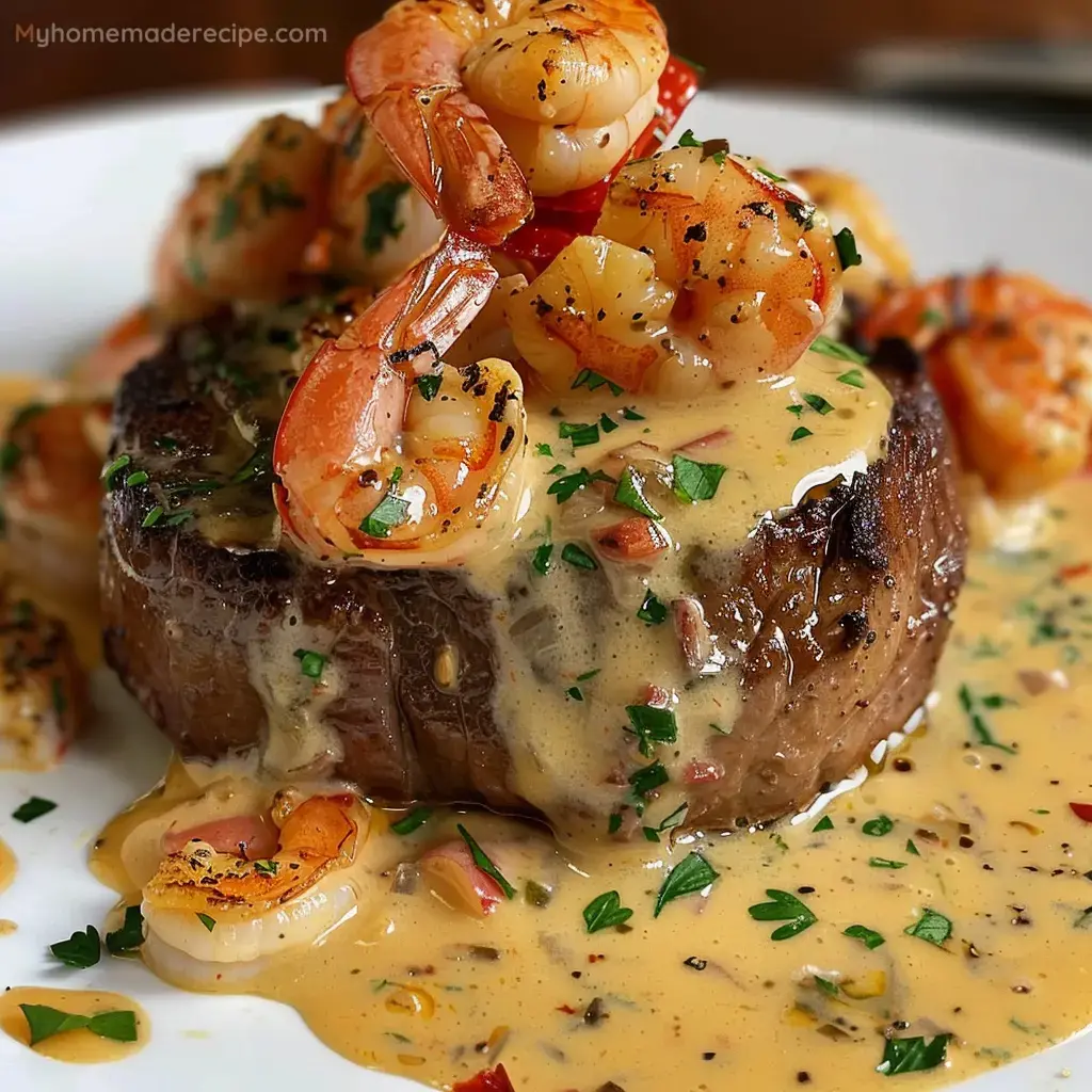 Luxurious Filet Mignon with Shrimp and Lobster Cream Sauce