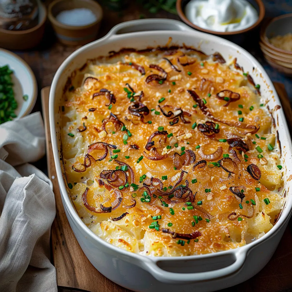 French Onion Potatoes with Crispy Onions