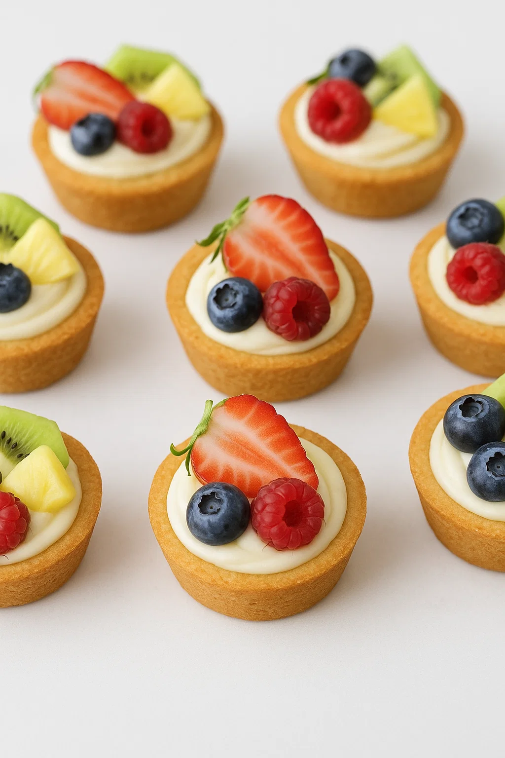 Chewy Sugar Cookie Cups with Fresh Fruit Cheesecake Filling