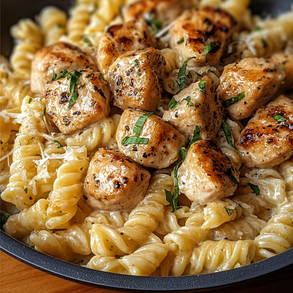 Garlic Butter Chicken with Creamy Parmesan Pasta Delight