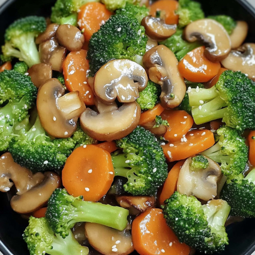 Garlic Butter Stir-Fried Vegetables With Broccoli And Mushrooms