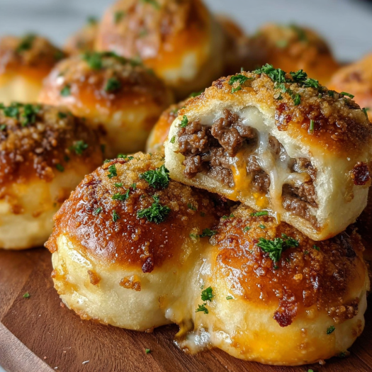 Cheeseburger Bombs with Garlic Parmesan Crust