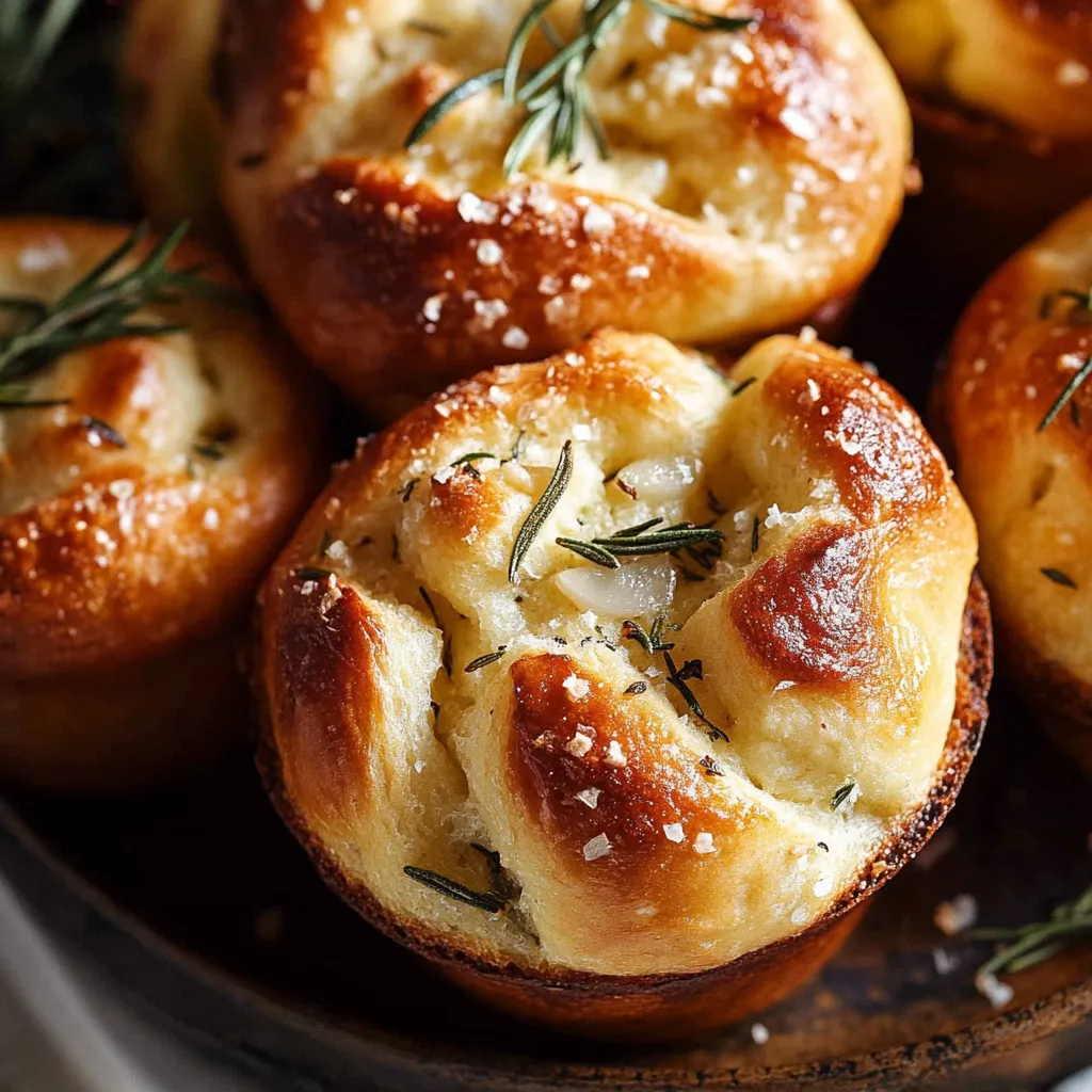 Quick Garlic Rosemary Focaccia Muffins