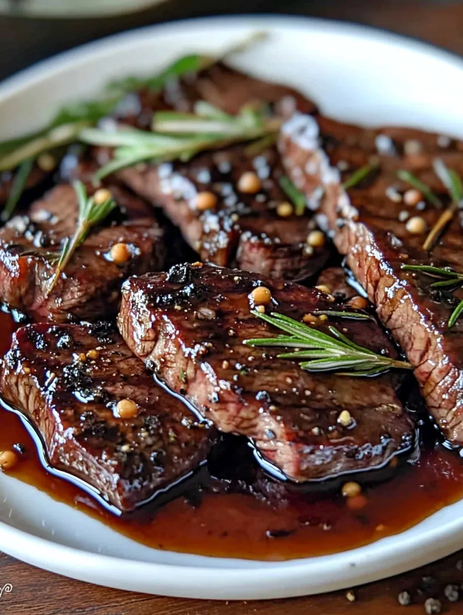Sweet Balsamic Marinated Steak with Garlic and Rosemary