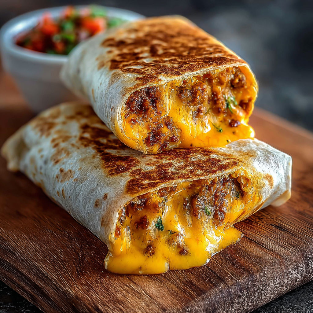 Irresistible Grilled Cheese and Beef Burrito with Chipotle