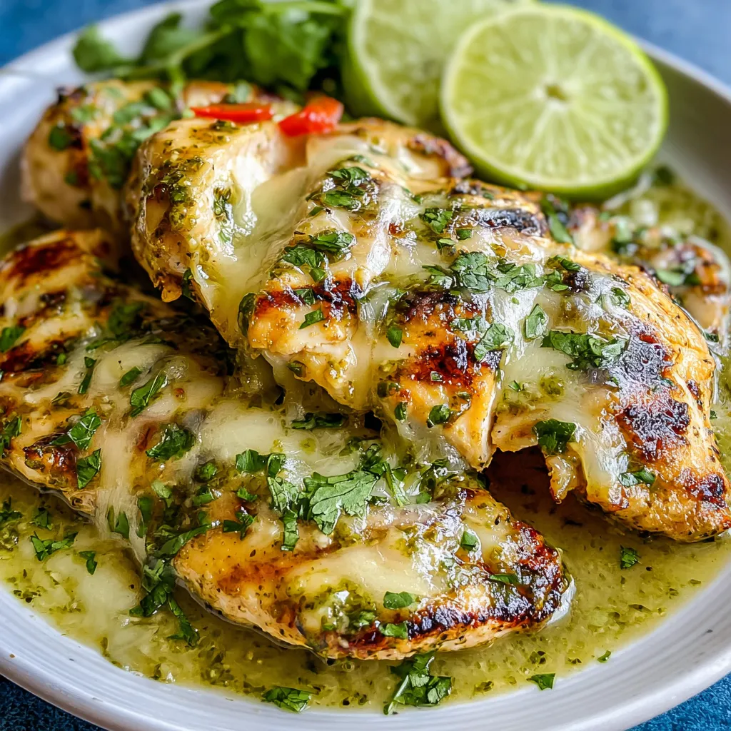Tasty Grilled Chicken with Salsa Verde and Pepper Jack Cheese