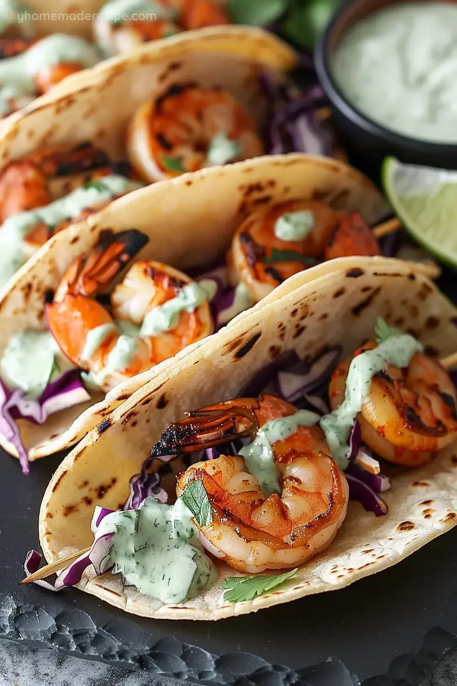 Delicious Grilled Shrimp Tacos with Cilantro Sauce