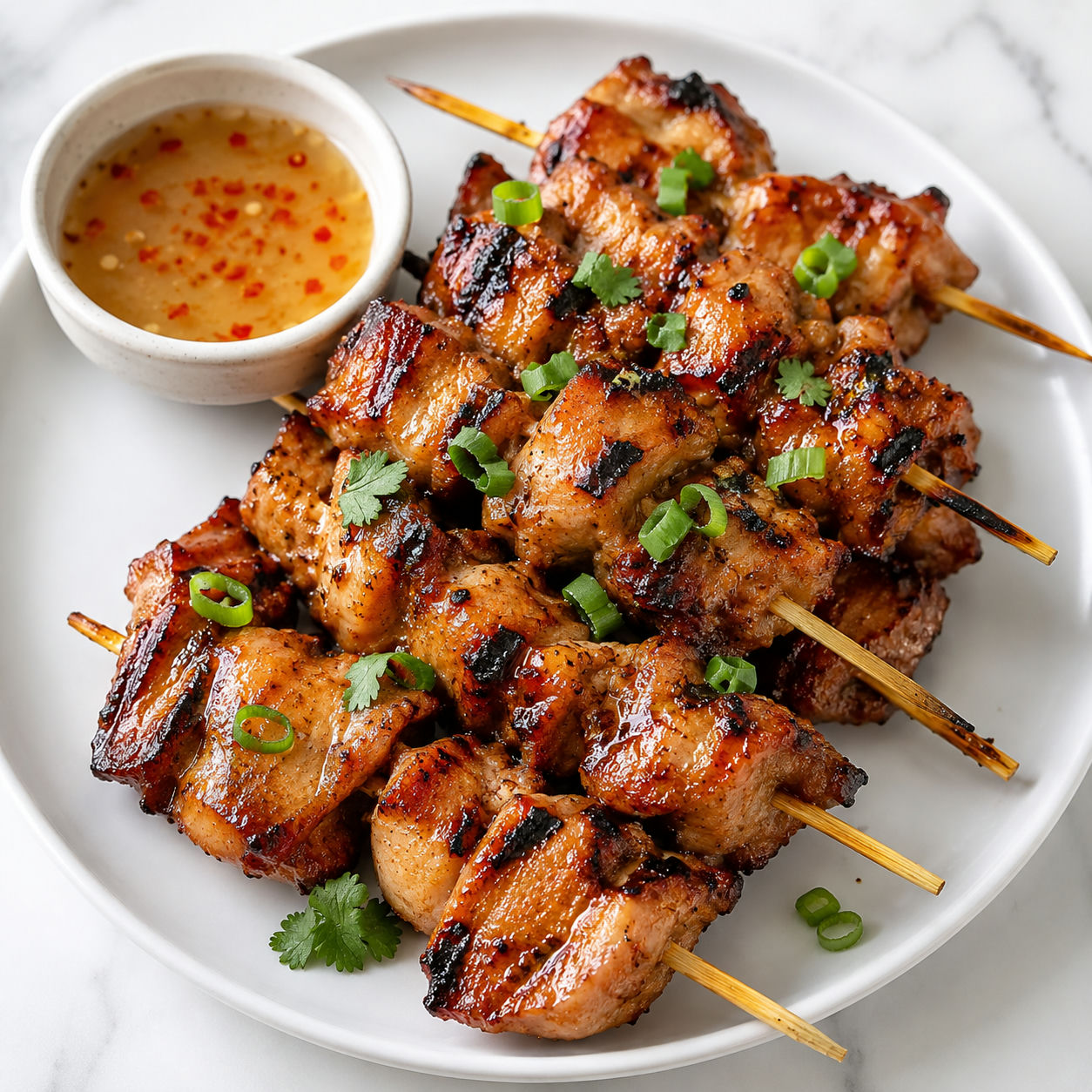 Grilled Thai coconut chicken skewers with lime and cilantro