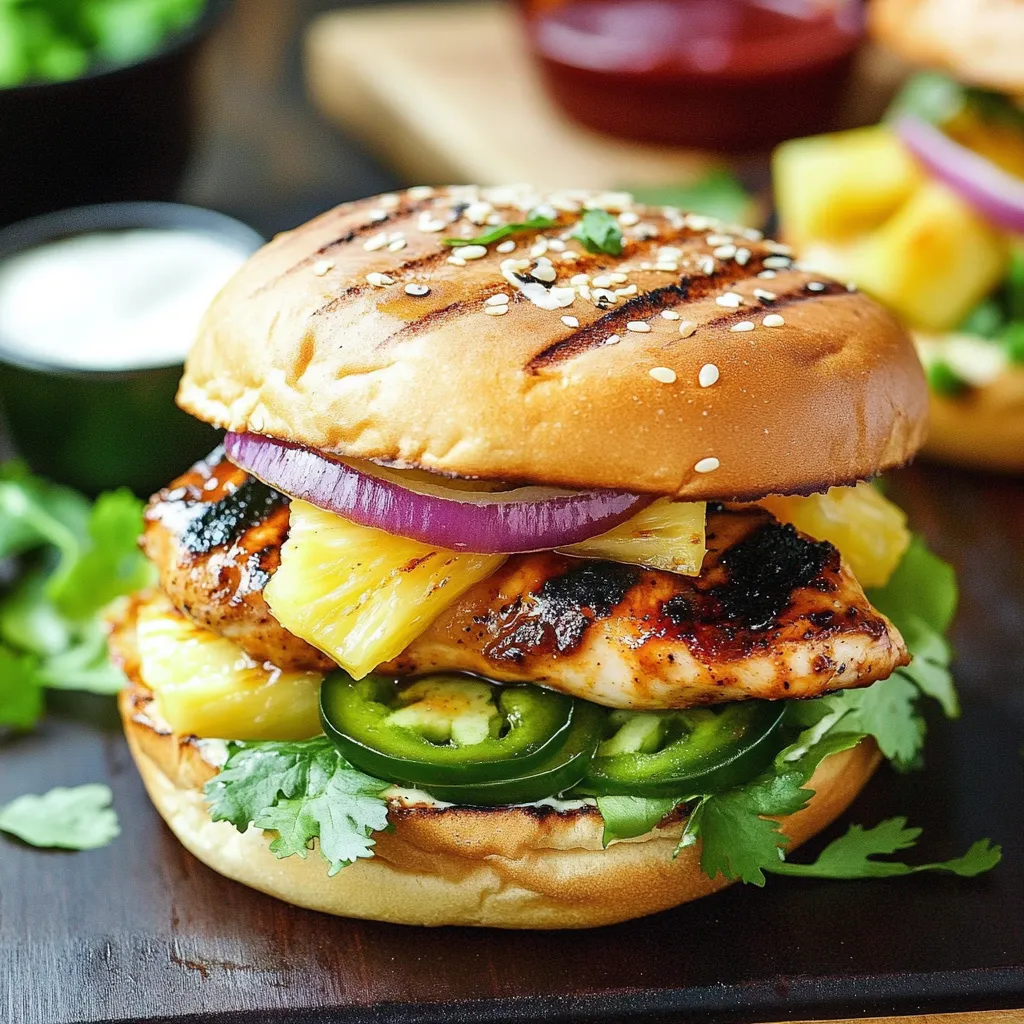 Juicy Hawaiian Chicken Sandwiches with Grilled Pineapple