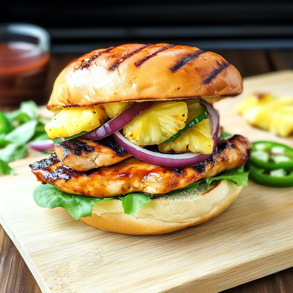 Juicy Hawaiian Chicken Sandwiches with Grilled Pineapple