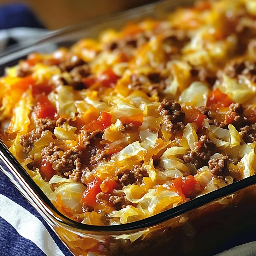 Warm Cabbage Beef Bake with Tomatoes Rice