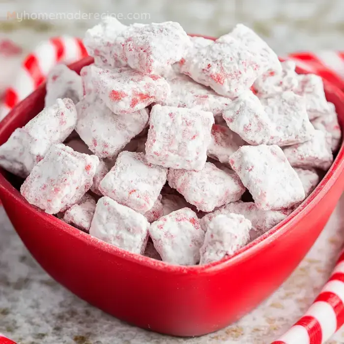 Festive Holiday Peppermint Candy Cane Puppy Chow
