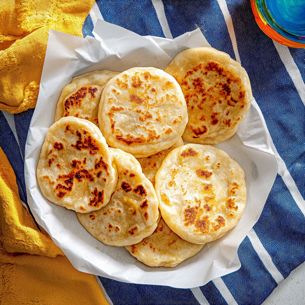 Homemade Pupusas Filled with Cheese and Beans