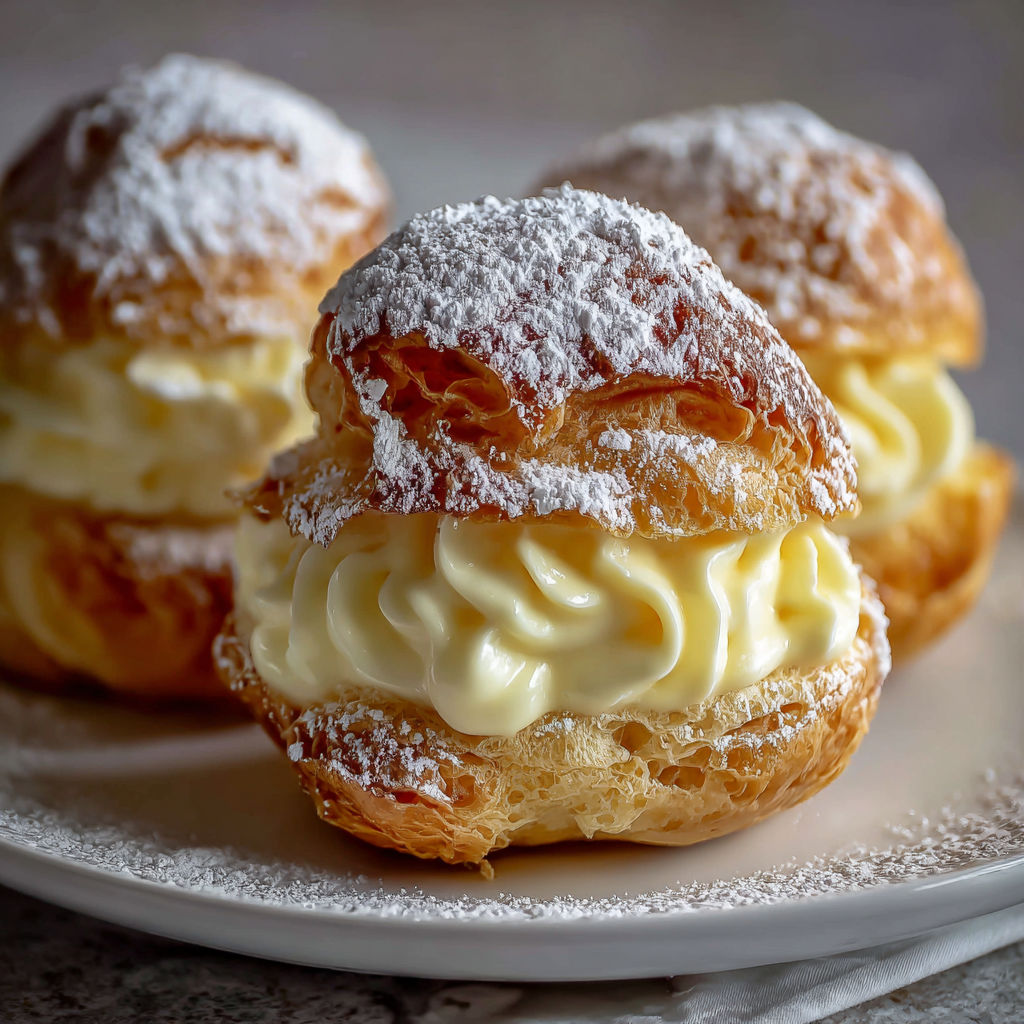 Flaky Italian Cream Puffs with Rich Custard Filling