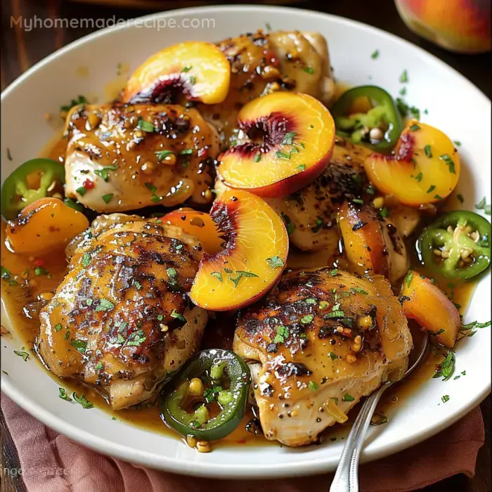 Sweet and Spicy Jalapeno Peach Chicken with Glaze
