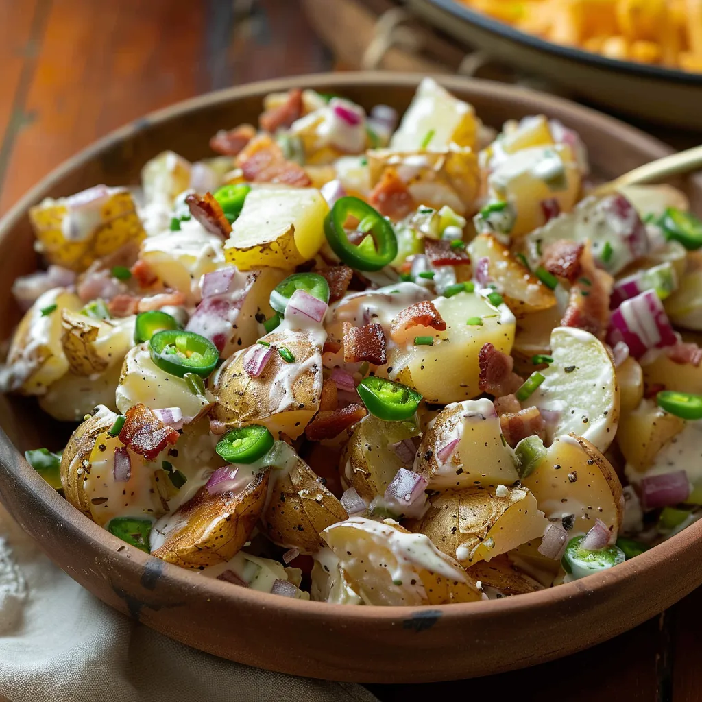 Creamy Jalapeno Popper Potato Salad with Bacon