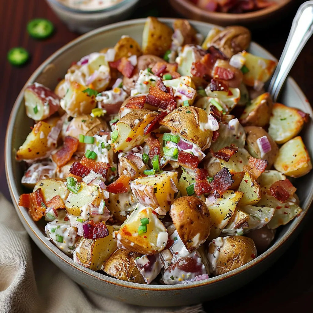 Creamy Jalapeno Popper Potato Salad with Bacon