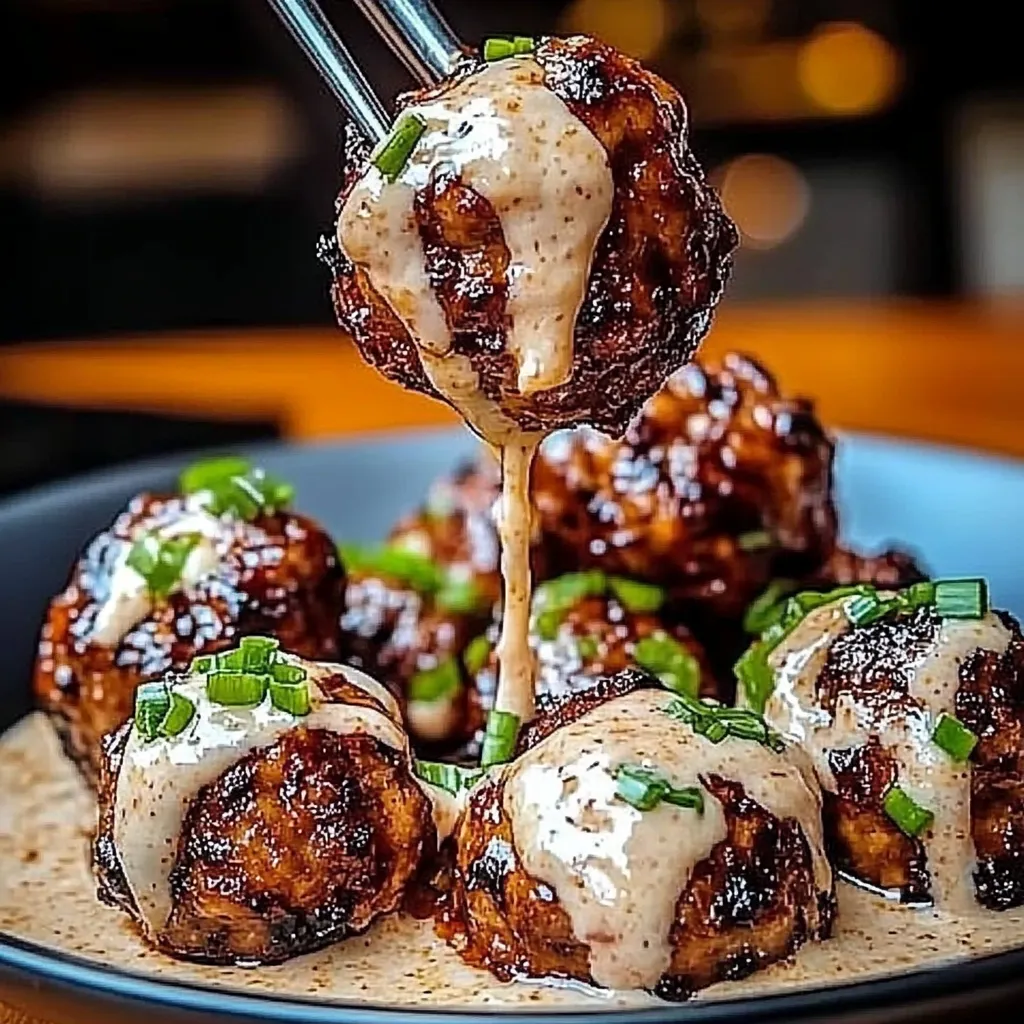 Easy Korean BBQ Meatballs with Spicy Mayo Dip