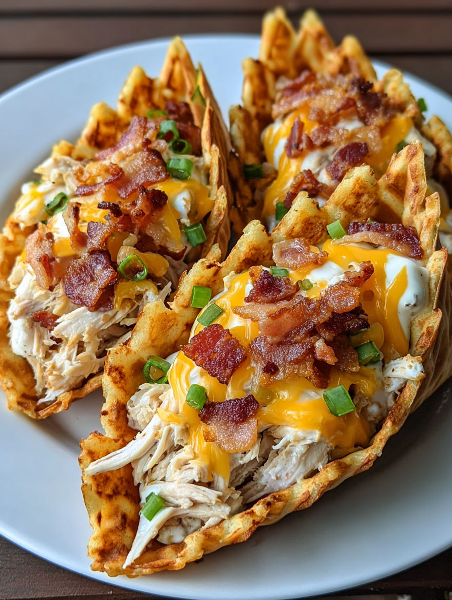 Loaded Ranch Chicken Bacon Cheese Stuffed Waffle Cones