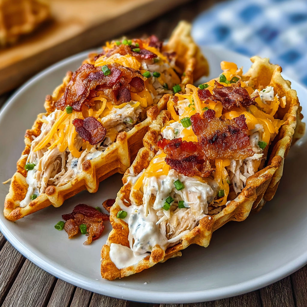 Loaded Ranch Chicken Bacon Cheese Stuffed Waffle Cones