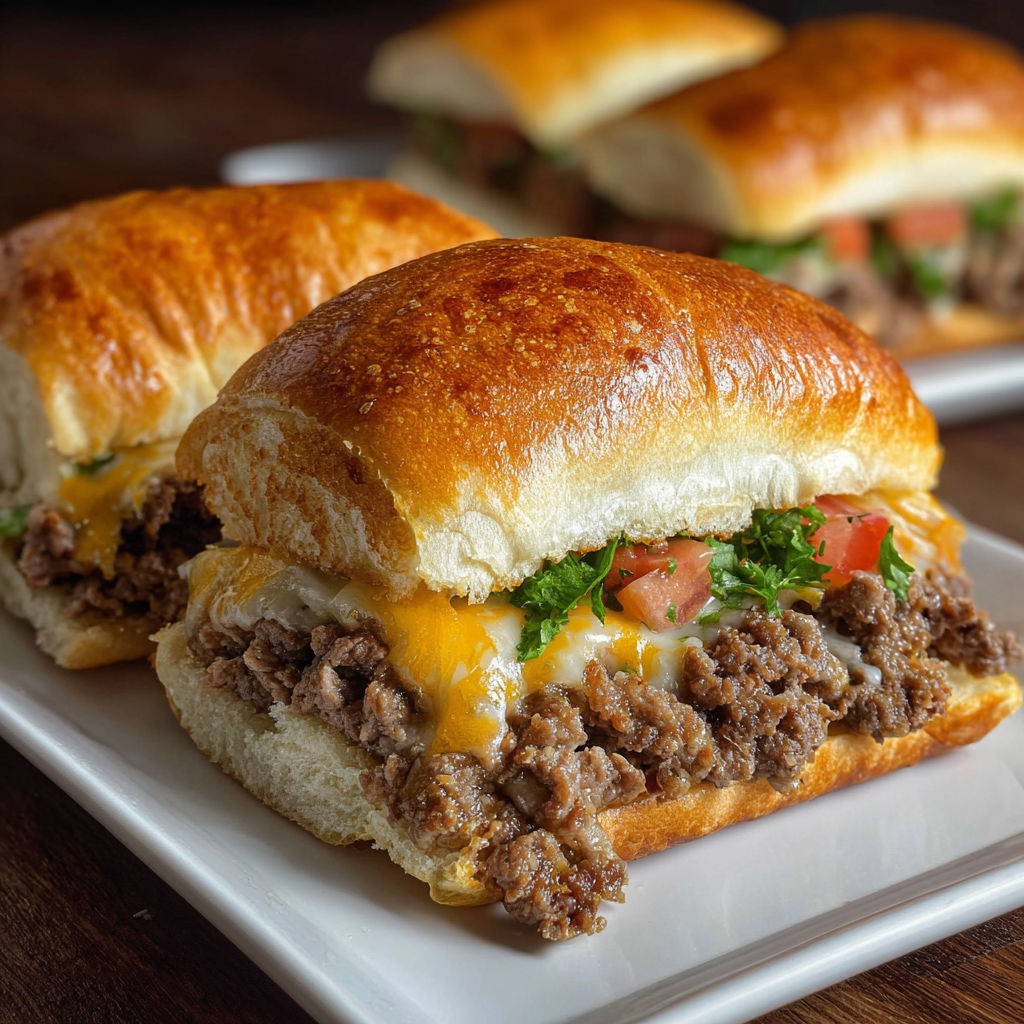 Satisfying Loose Meat Tavern Sandwiches with Cheddar