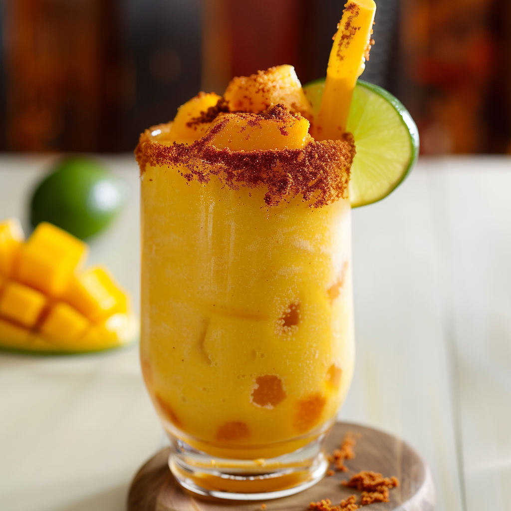Mangonada Mocktail with Mango, Chamoy, and Tajin Rim