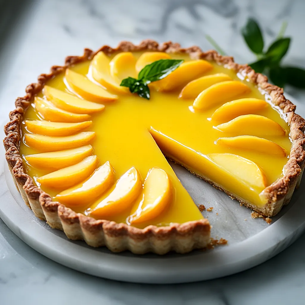 Homemade Mango Curd Tart with Coconut Graham Cracker Crust