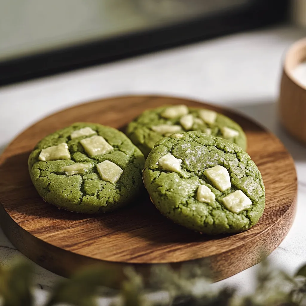 Soft Matcha Mochi Cookies with White Chocolate