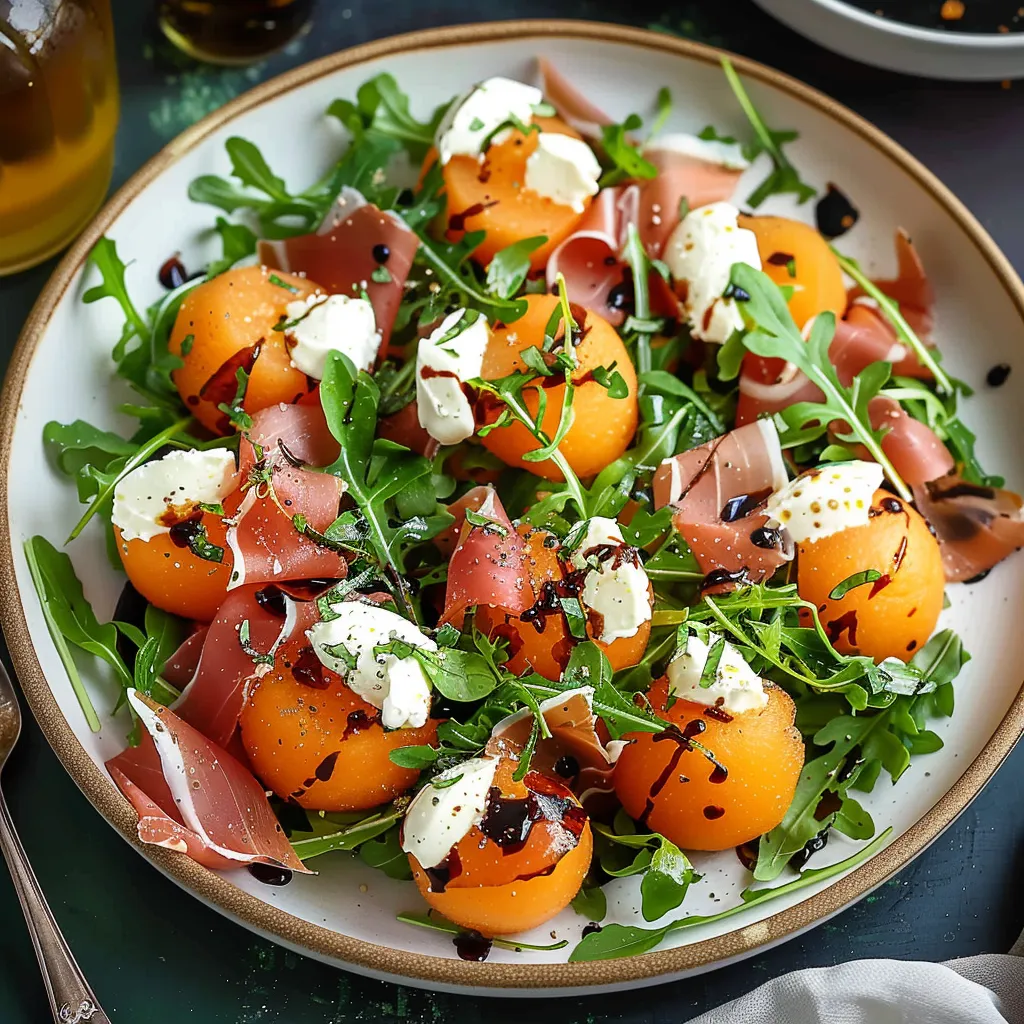 Melon and Prosciutto Salad with Burrata and Basil