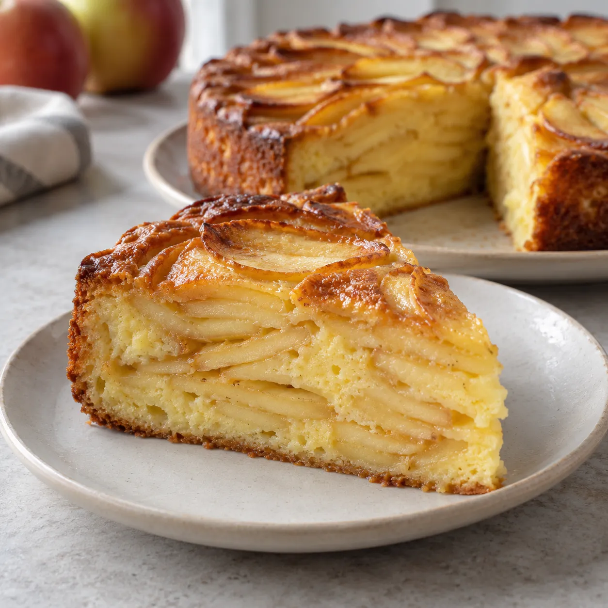 Thin-Sliced Apple Custard Cake