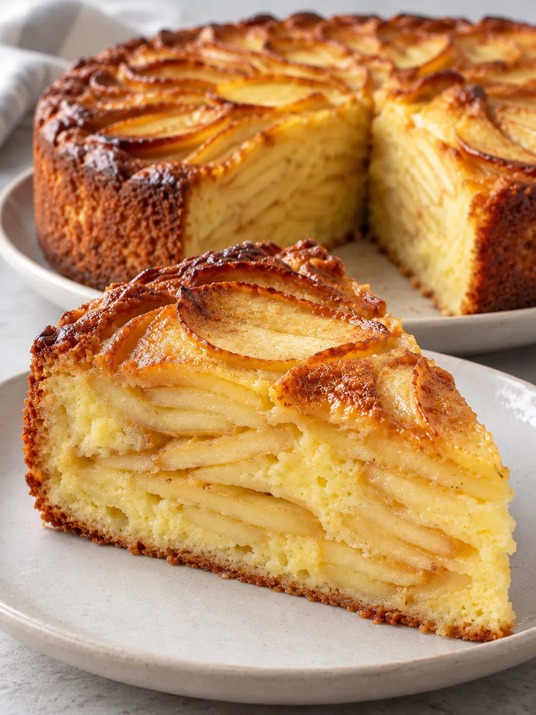 Thin-Sliced Apple Custard Cake