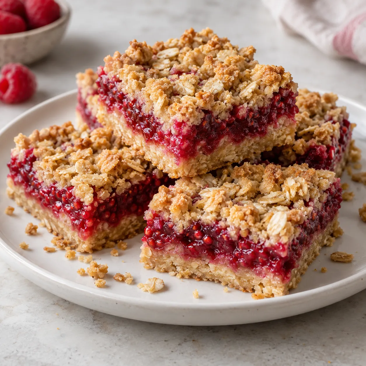 Raspberry Oat Crumble Bars