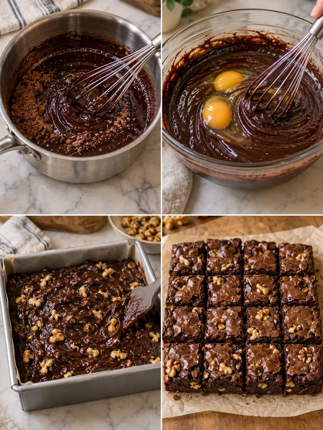 Fudgy Walnut Cocoa Brownies