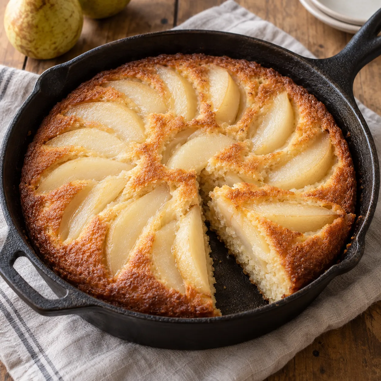 Pear Almond Skillet Cake
