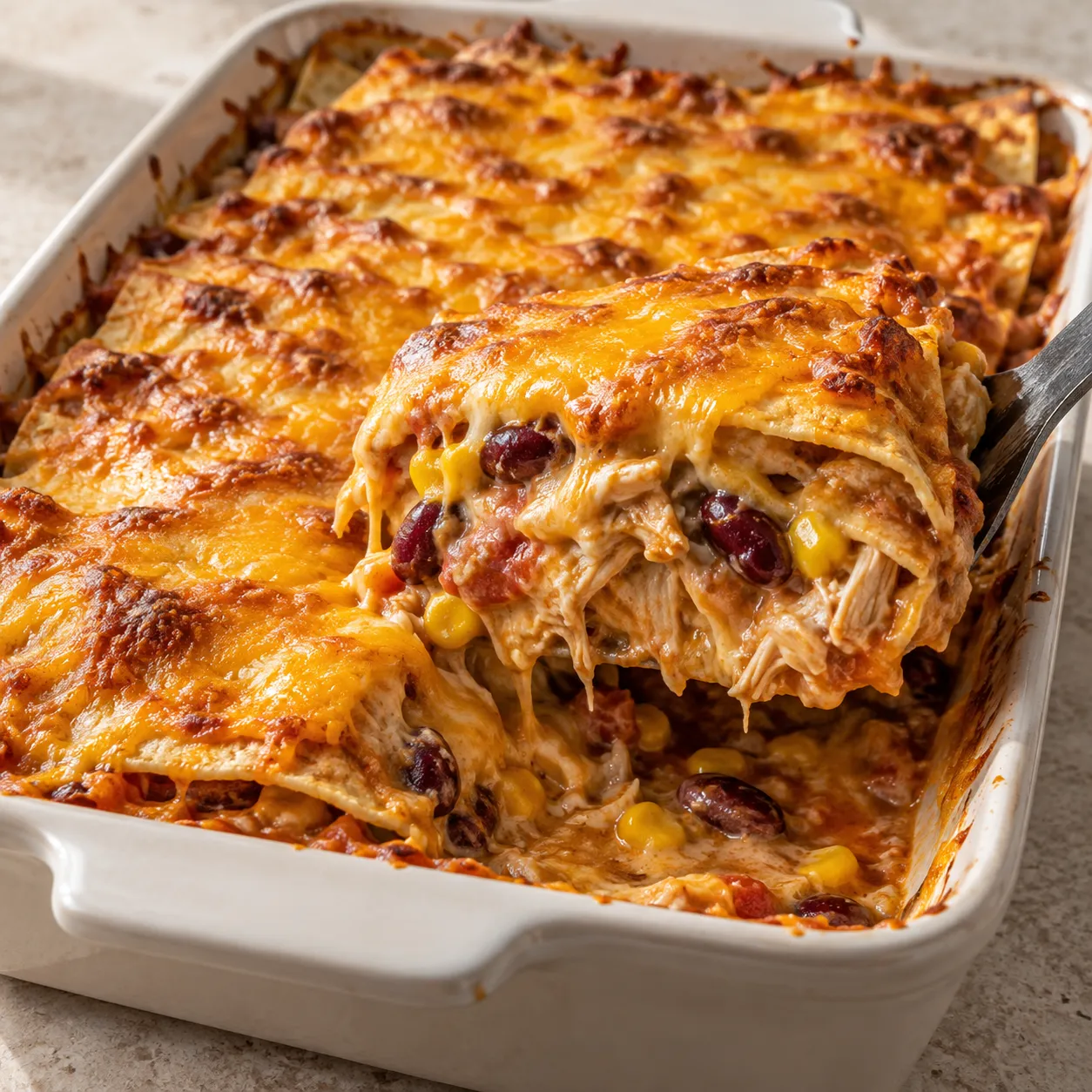 Chicken Salsa Tortilla Bake