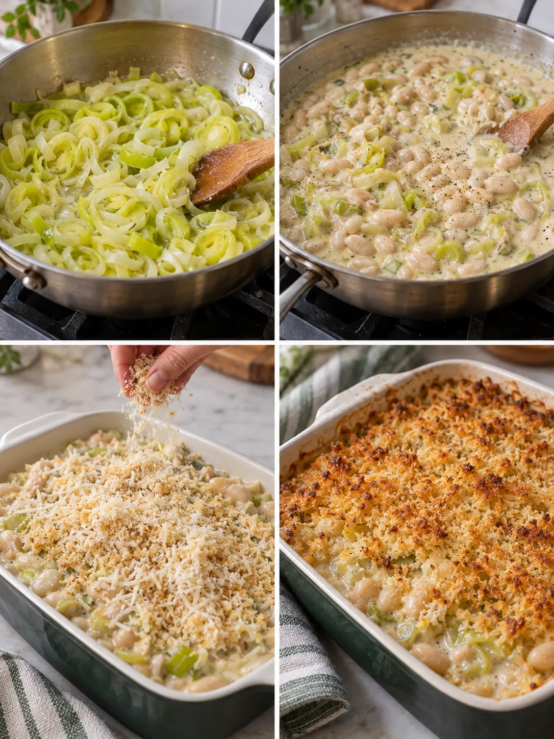 Creamy Leek and White Bean Gratin