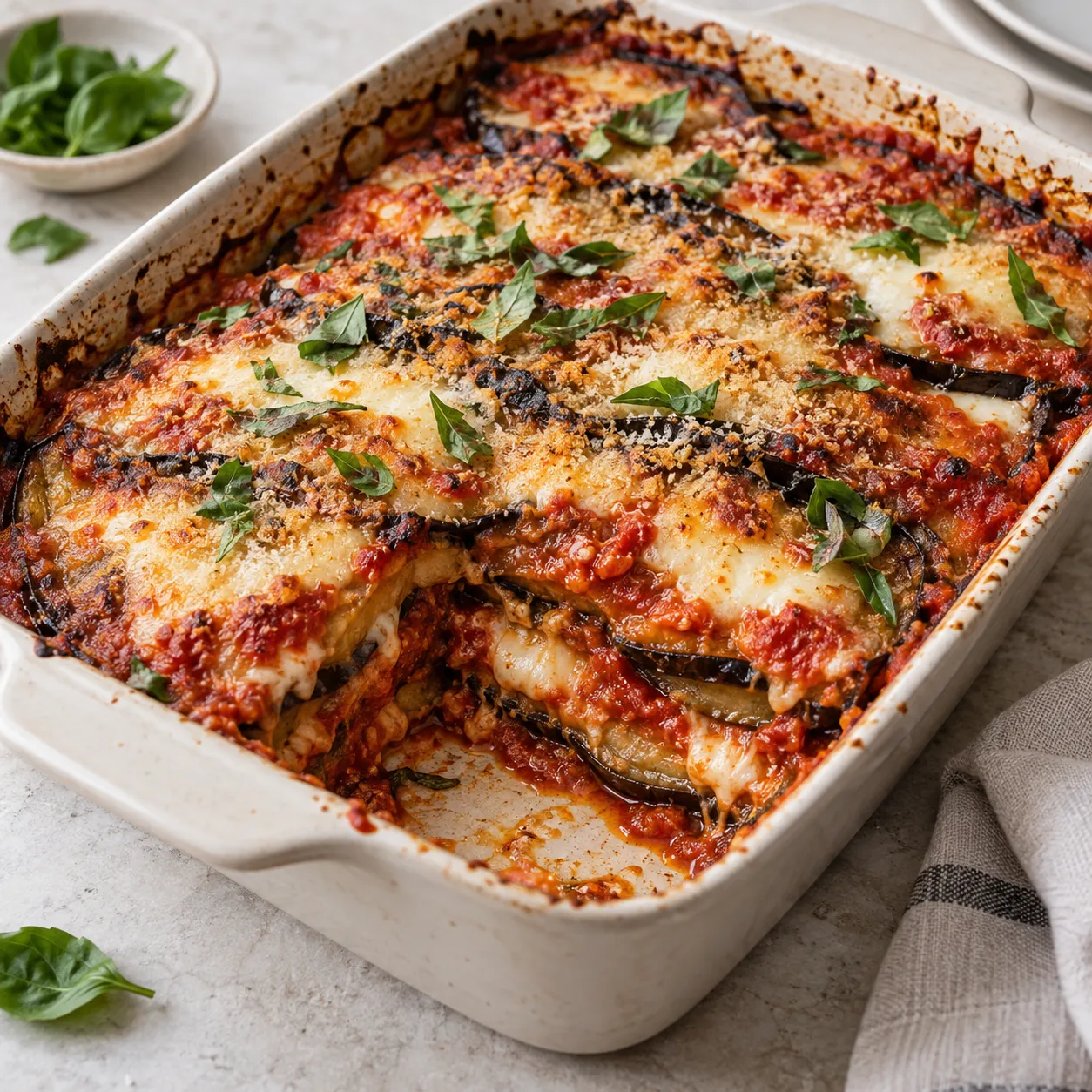 Roasted Eggplant Parmesan Bake