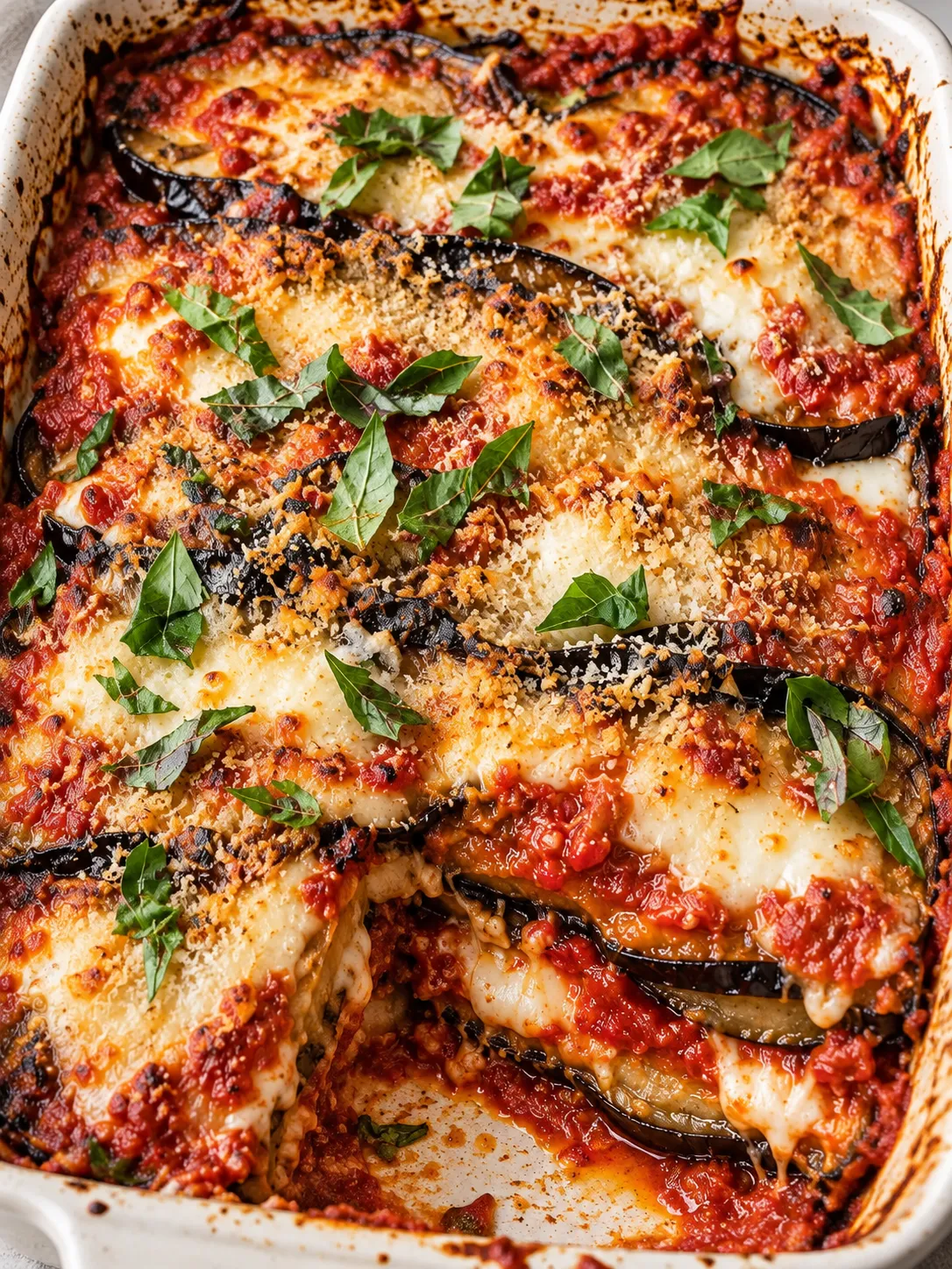 Roasted Eggplant Parmesan Bake