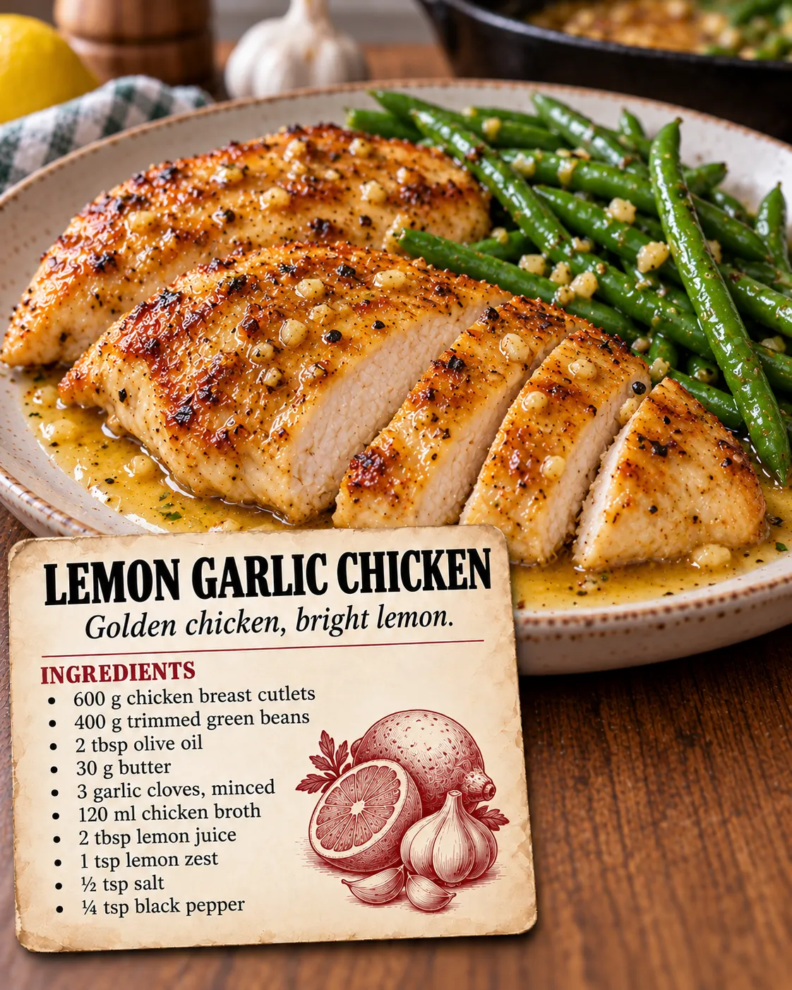 Lemon Garlic Chicken and Green Beans