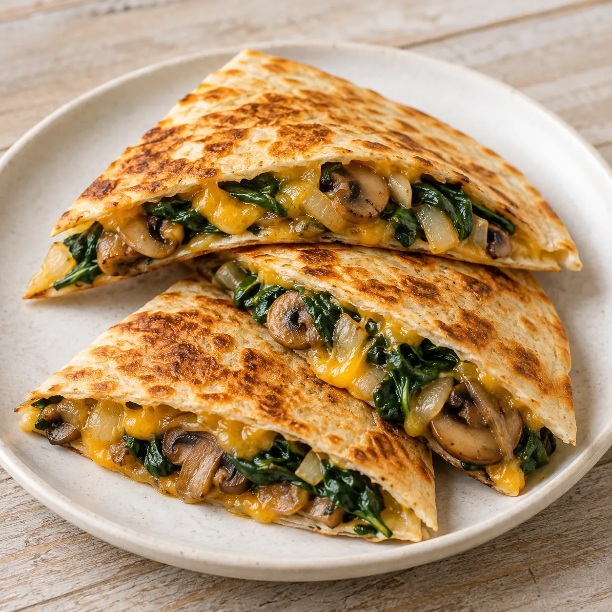 Mushroom Spinach Quesadillas