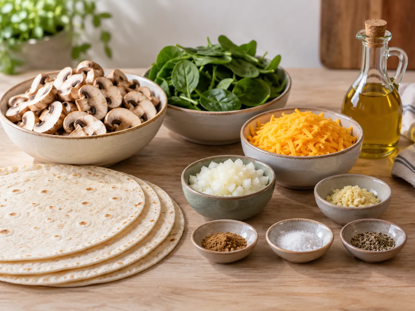 Mushroom Spinach Quesadillas