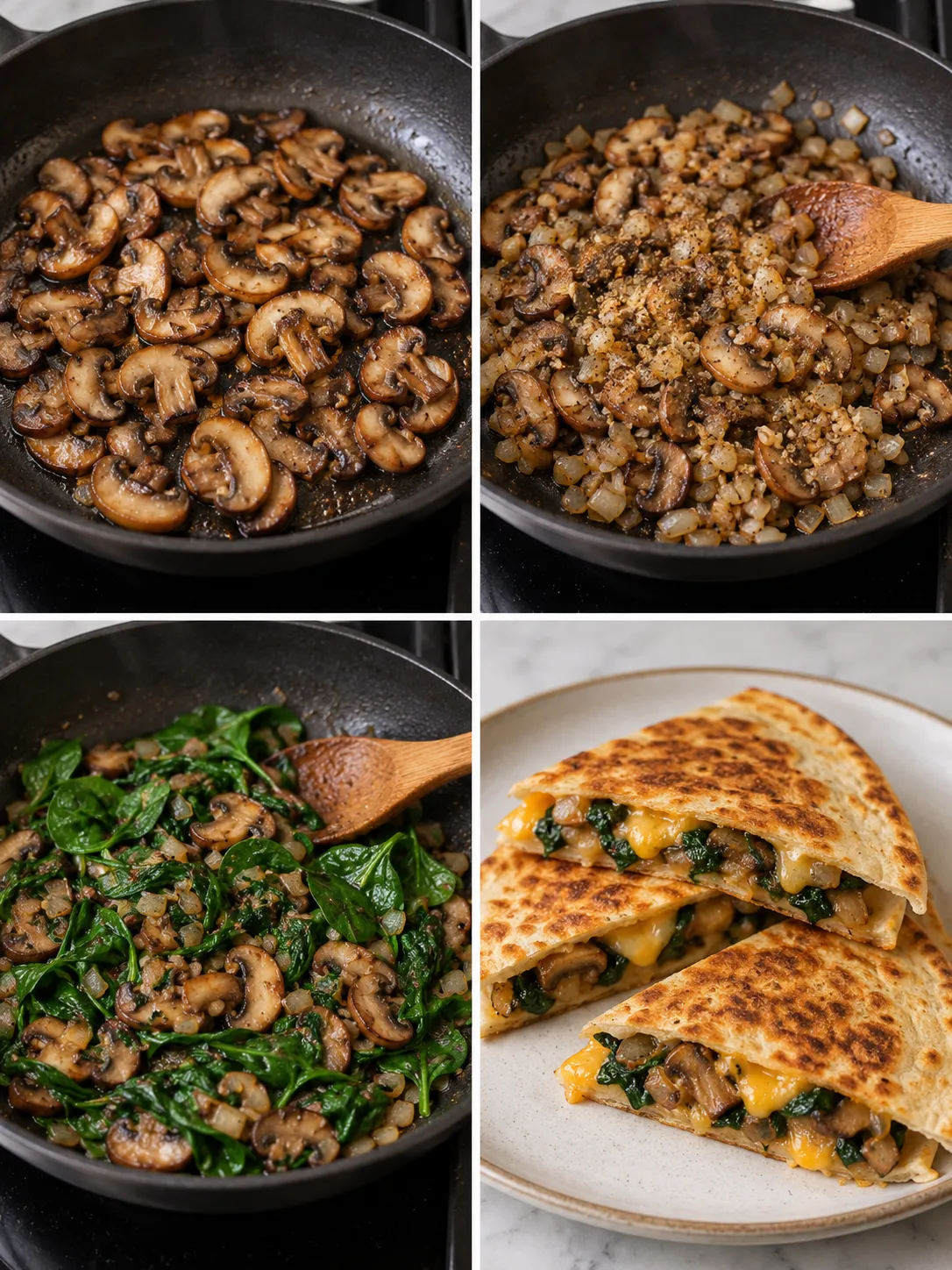 Mushroom Spinach Quesadillas