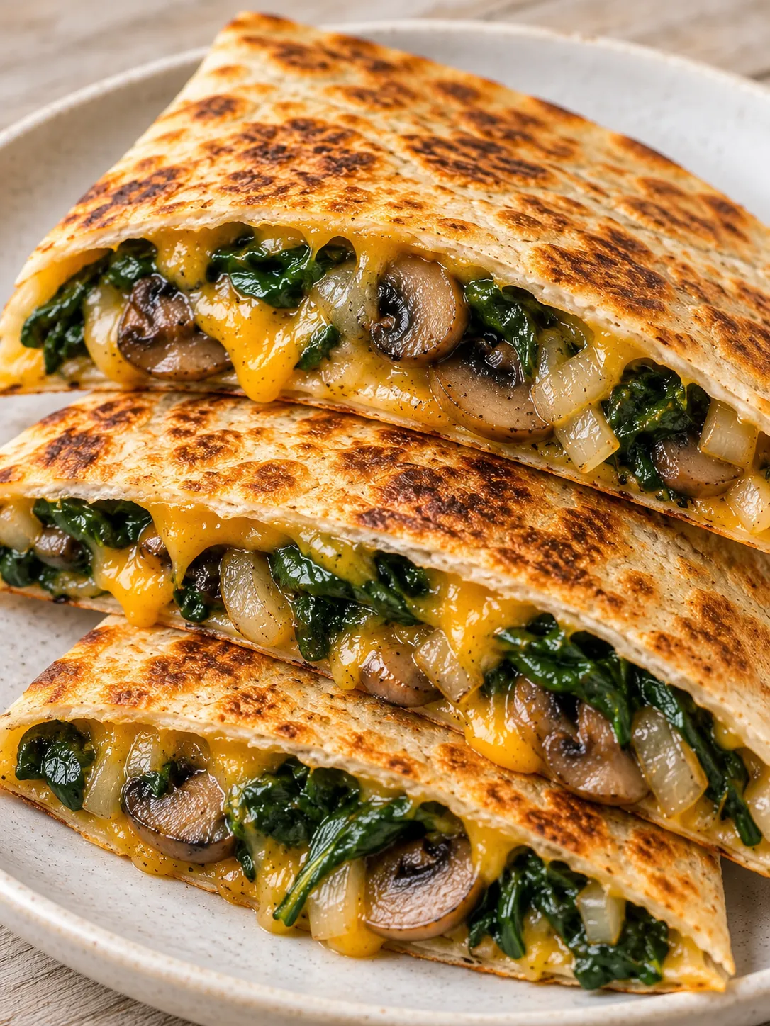 Mushroom Spinach Quesadillas