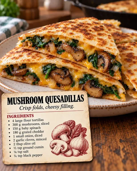 Mushroom Spinach Quesadillas