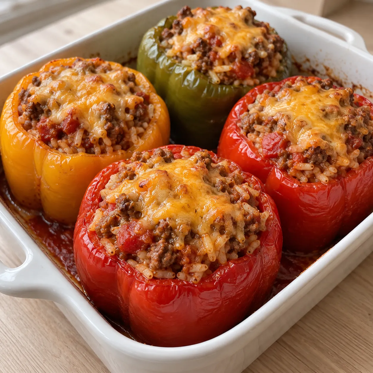 Beef and Rice Stuffed Peppers